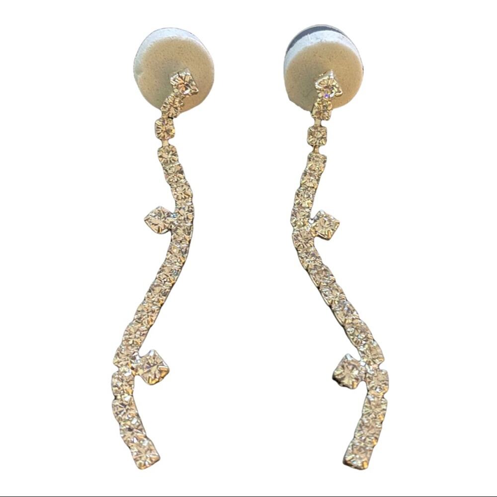 Swirl Faux Diamond Dangle Party Wedding Earrings